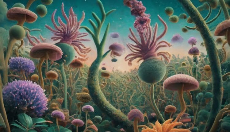 a colorful painting of jungle